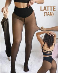 New Women Fleece Lined Black Tights Sheer Fake Translucent Warm Winter Pantyhose Leggings Outfit Thick Tights Invisible Crotch