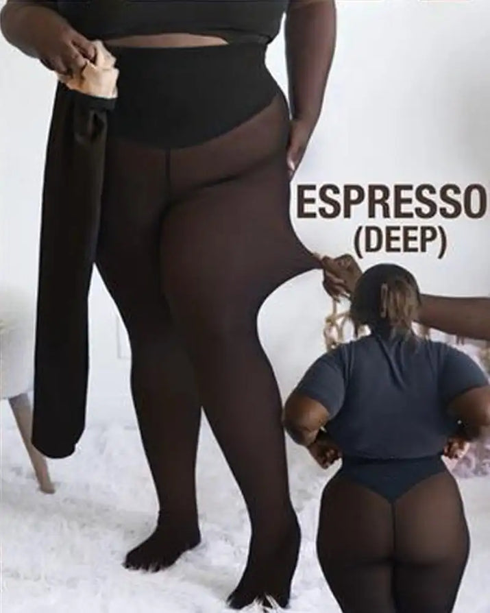 New Women Fleece Lined Black Tights Sheer Fake Translucent Warm Winter Pantyhose Leggings Outfit Thick Tights Invisible Crotch